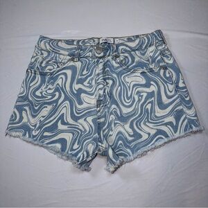 Rue21 Blue Swirl Denim Cutoff Shorts size 5